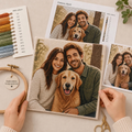 Handmade cross-stitch portrait with pattern sheet and DMC thread 5