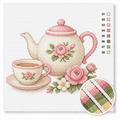 Teapot with Roses - Cross Stitch Kit 1
