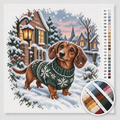 Dachshund in a Winter Jumper in the Snow — Cross Stitch Kit 1