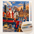 Vintage Prent: de Stoomboot komt aan — Kleuren op Nummer 1