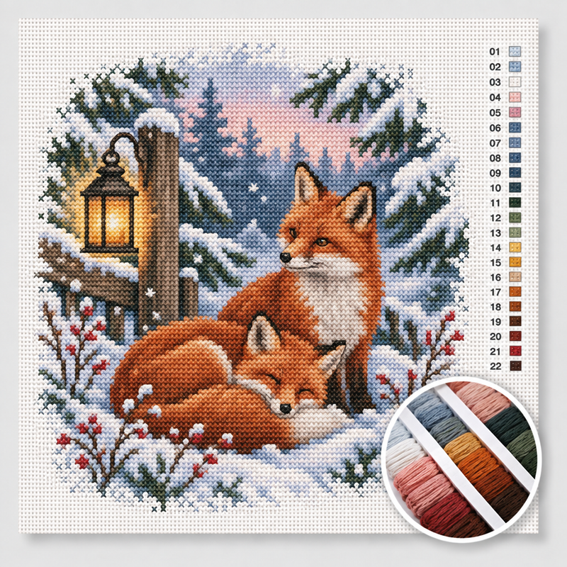 Foxes in the Snow — Cross Stitch Kit