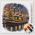 Houseboat with a Christmas Tree on the Canal — Cross Stitch Kit 1