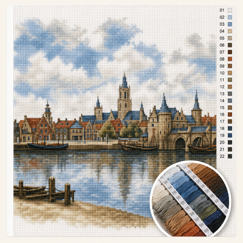 Blick auf Delft – Johannes Vermeer — Kreuzstichpackung