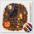Black Cat on a Stack of Spellbooks — Cross Stitch Kit 1